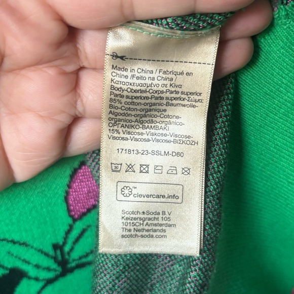 Scotch & Soda Sweater Women's Fruit Print Jacquard Pullover Green Pink - Picture 7 of 8